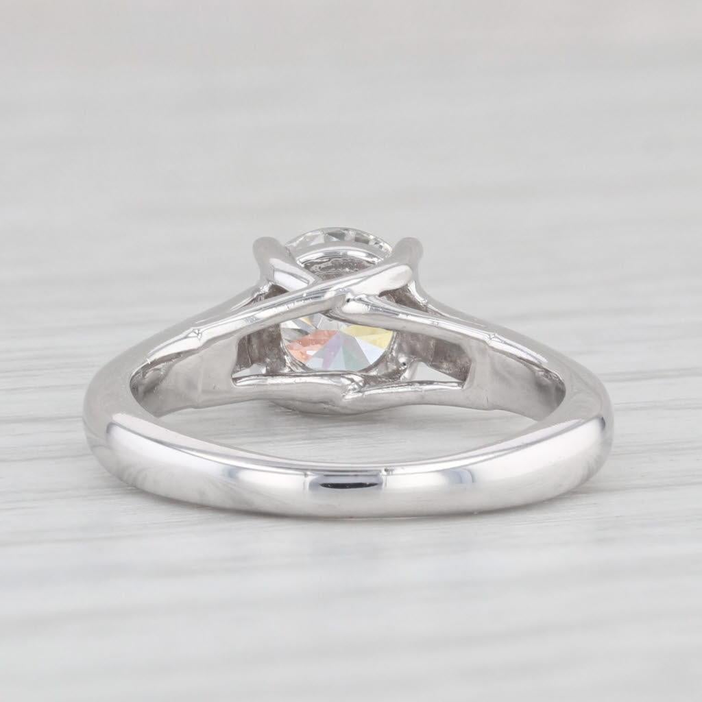 Round Cut 0.99ct Round Diamond Solitaire Engagement Ring Platinum 14k Gold Size 4.5 For Sale