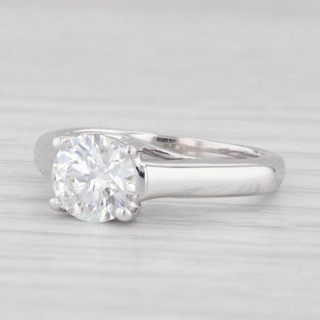 0.99ct Round Diamond Solitaire Engagement Ring Platinum 14k Gold Size 4.5 In Good Condition For Sale In McLeansville, NC