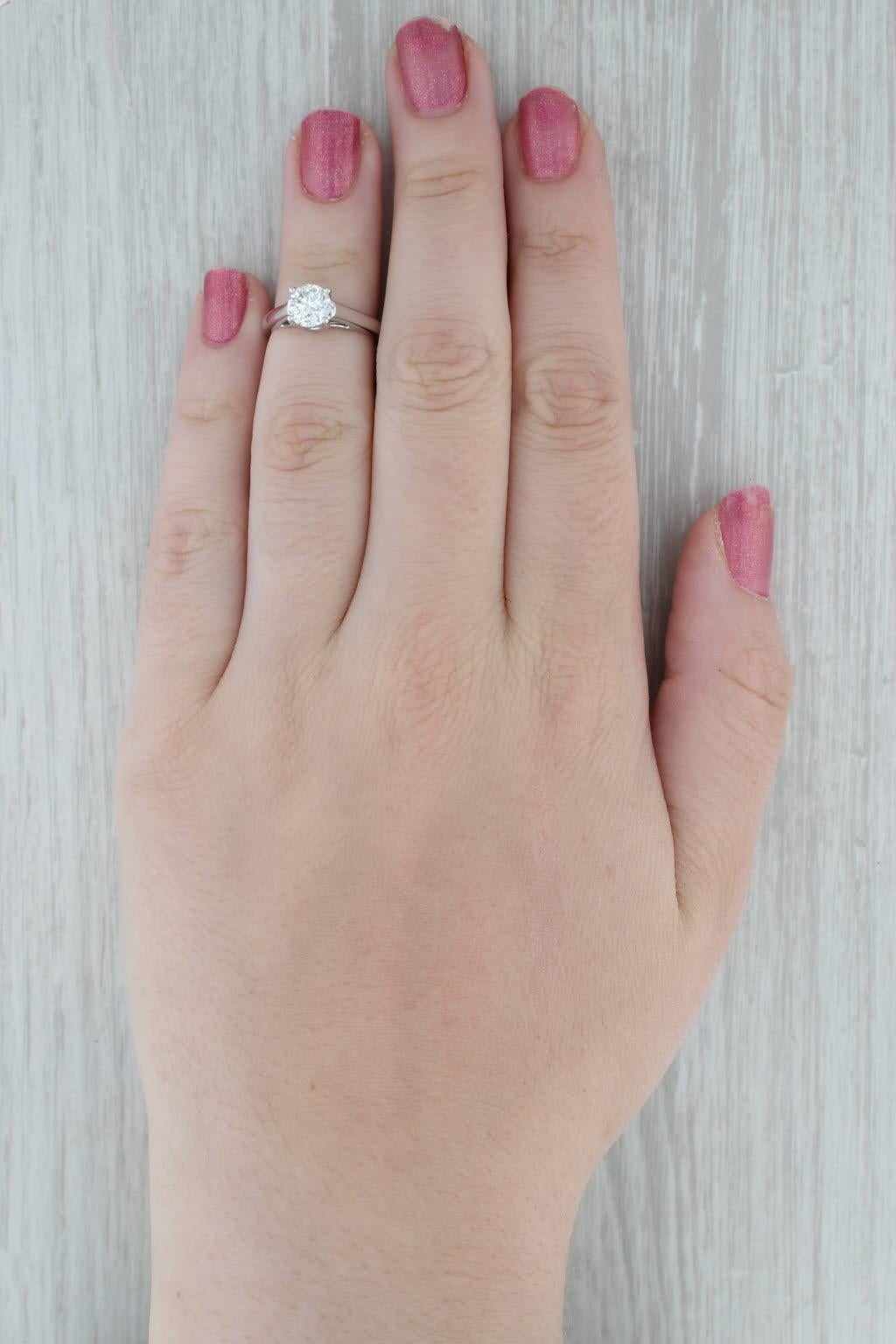 0.99ct Round Diamond Solitaire Engagement Ring Platinum 14k Gold Size 4.5 For Sale 1