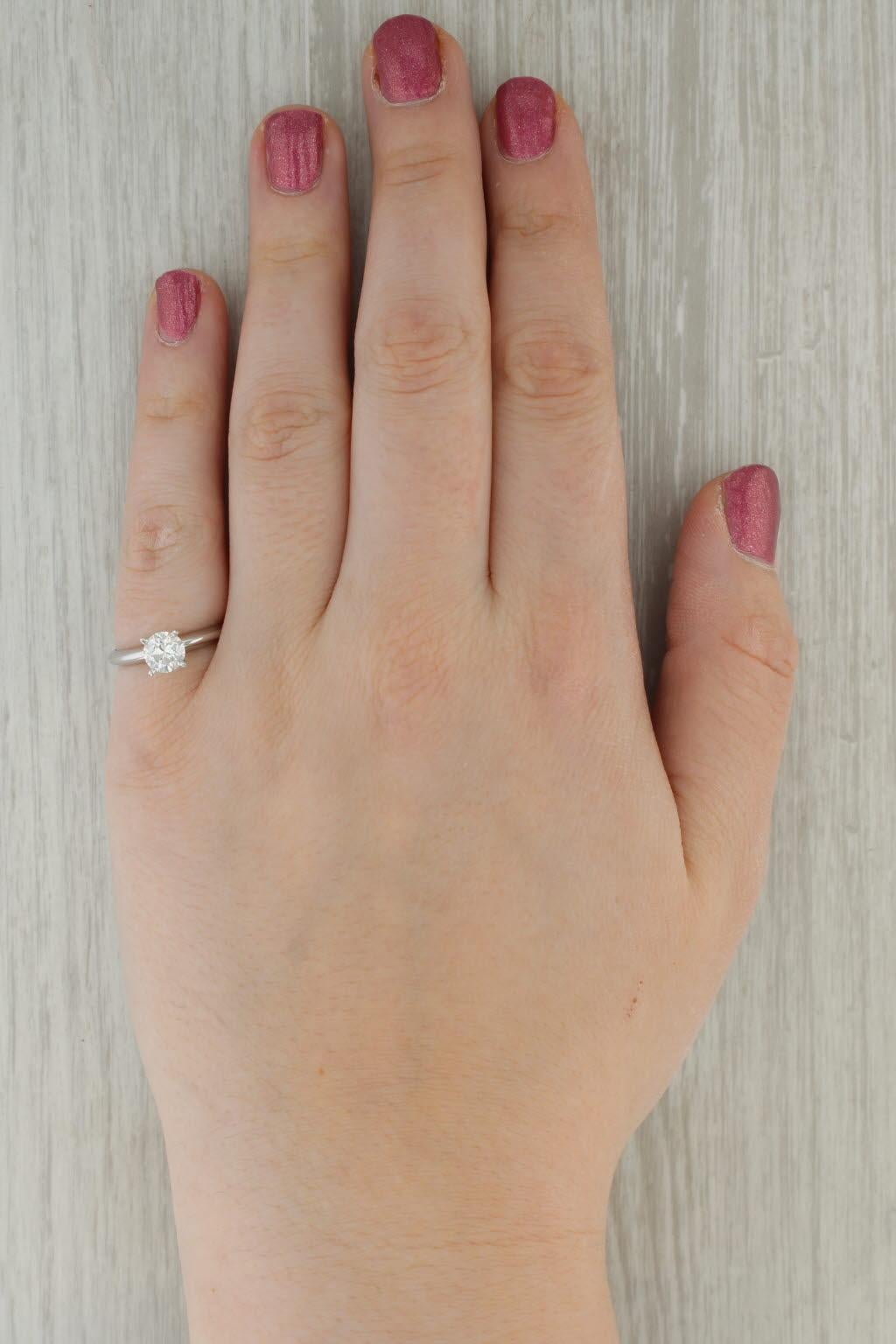 0,99 Karat runder Diamant Solitär Verlobungsring Platin Größe 6,25 GIA im Angebot 4