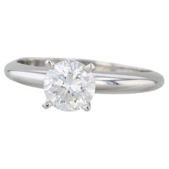 Anello di fidanzamento solitario con diamante rotondo da 0,99 carati in platino, misura 6,25 GIA