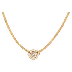 Collier solitaire en or jaune 14 carats avec diamants ronds 0,99 carat