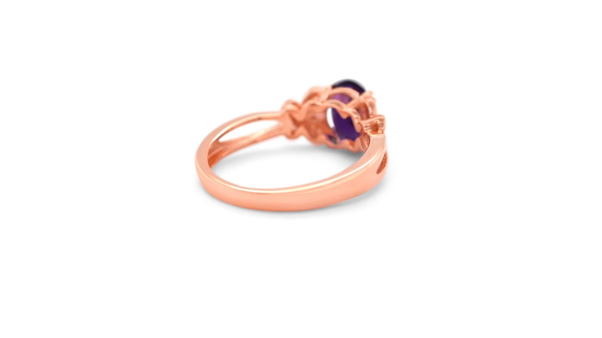 For Sale:  0.99 Ct Amethyst Halo Ring 925 Sterling Silver 18K Rose Gold Plated Wedding Ring 4