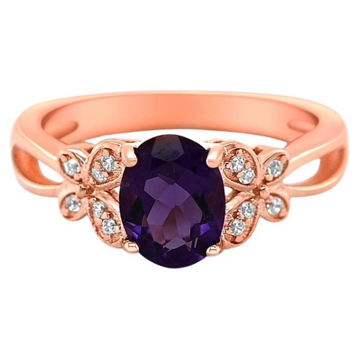 For Sale:  0.99 Ct Amethyst Halo Ring 925 Sterling Silver 18K Rose Gold Plated Wedding Ring