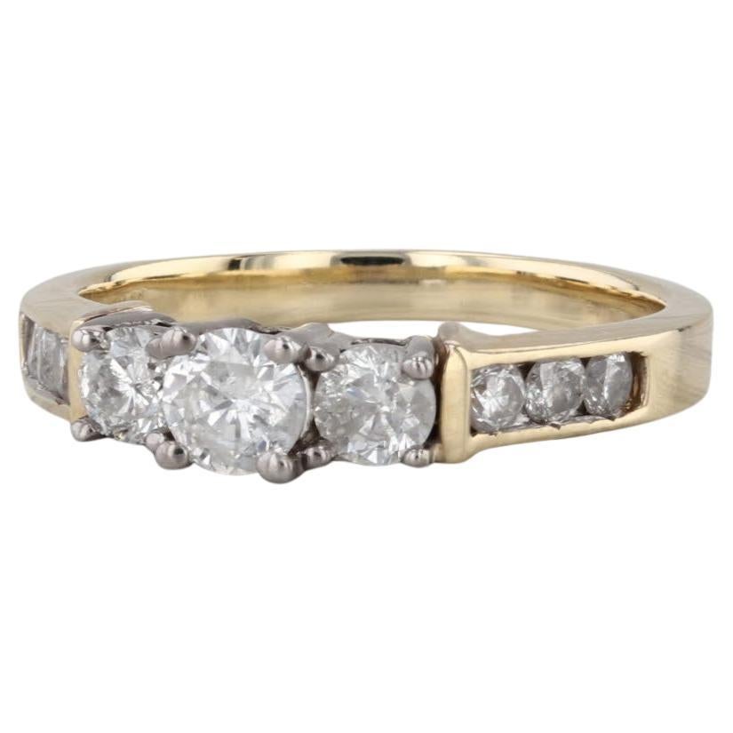 0.99ctw 3-Stone Round Diamond Engagement Ring 14k Yellow Gold Size 7-7.25 in vendita
