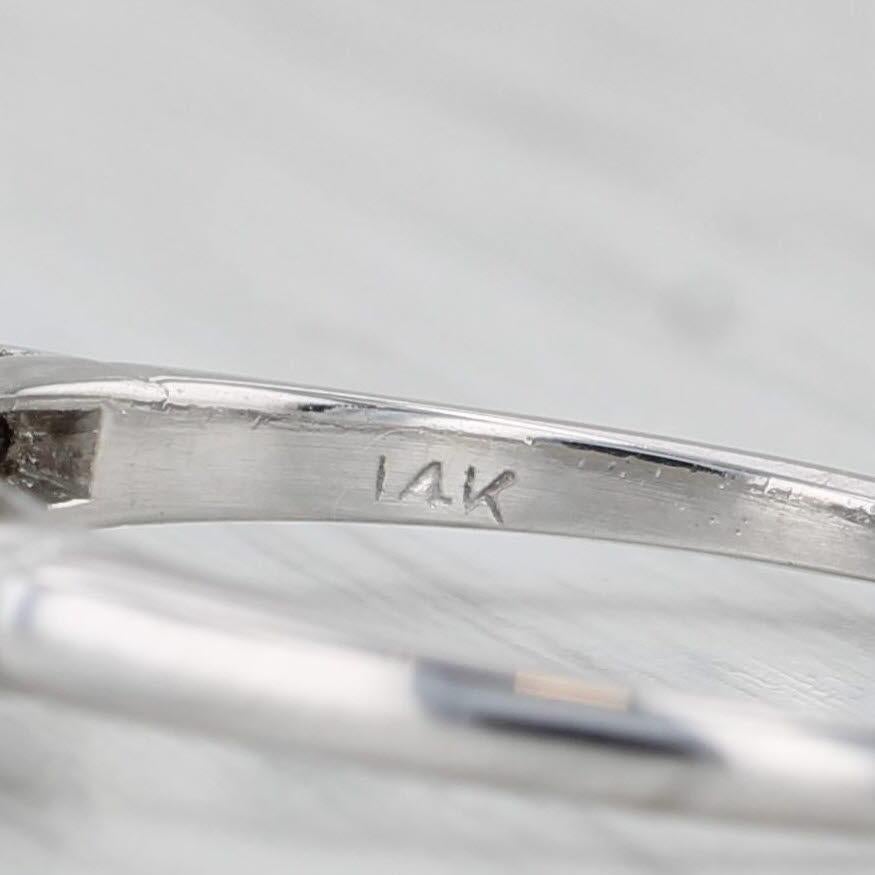0.99ctw Diamond Engagement Ring 14k White Gold Round Center Baguette Sides For Sale 2