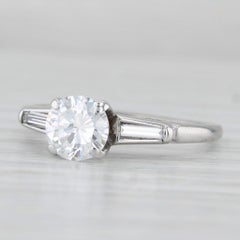 0.99ctw Diamond Engagement Ring 14k White Gold Round Center Baguette Sides