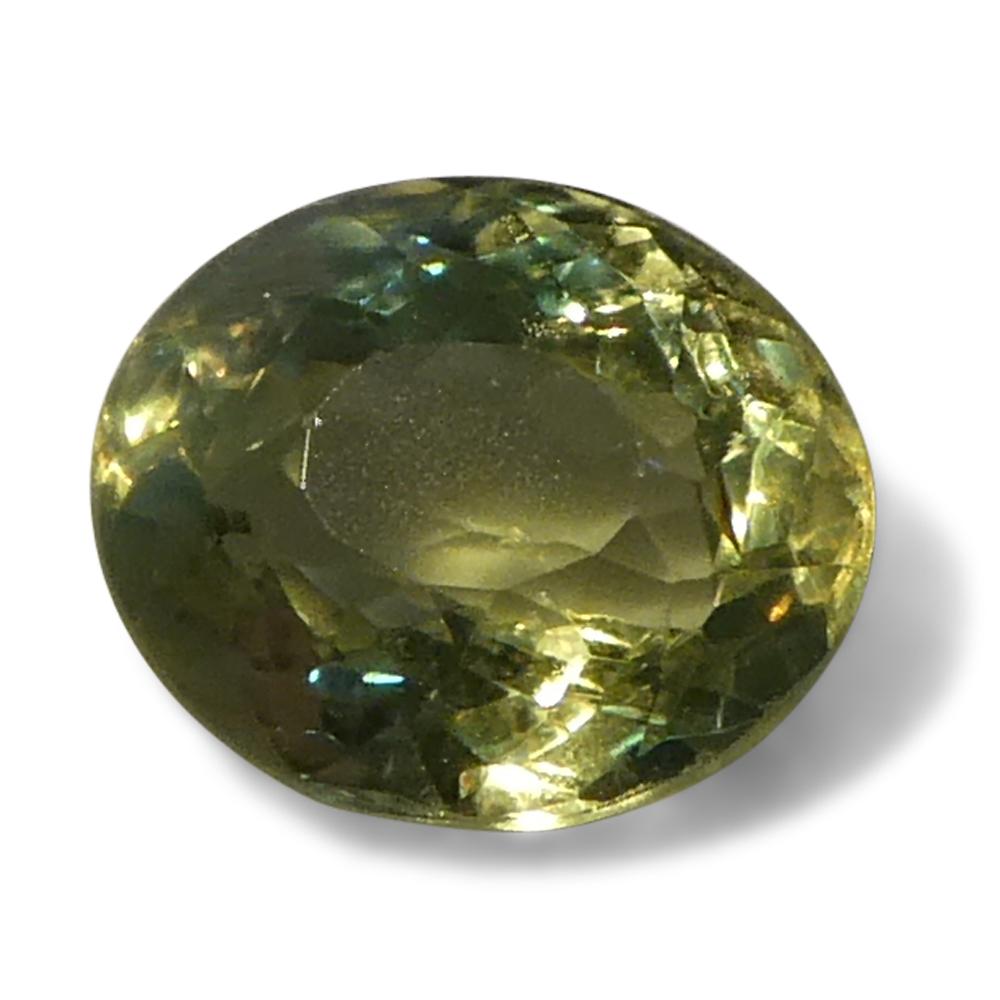 0.9ct Oval Yellowish Green to Greenish Yellow Alexandrite from Sri Lanka For Sale 6