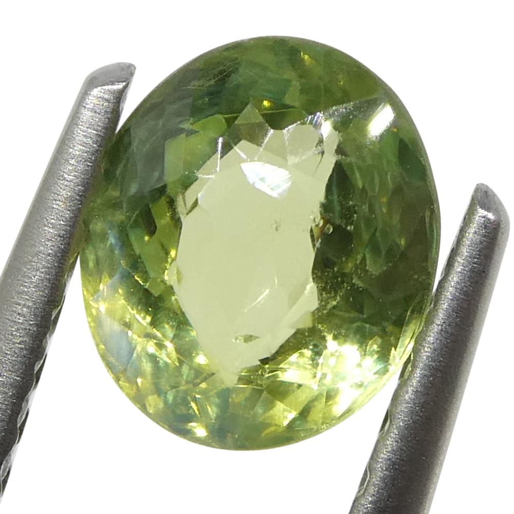 0.9ct Oval Yellowish Green to Greenish Yellow Alexandrite from Sri Lanka In New Condition For Sale In Toronto, Ontario