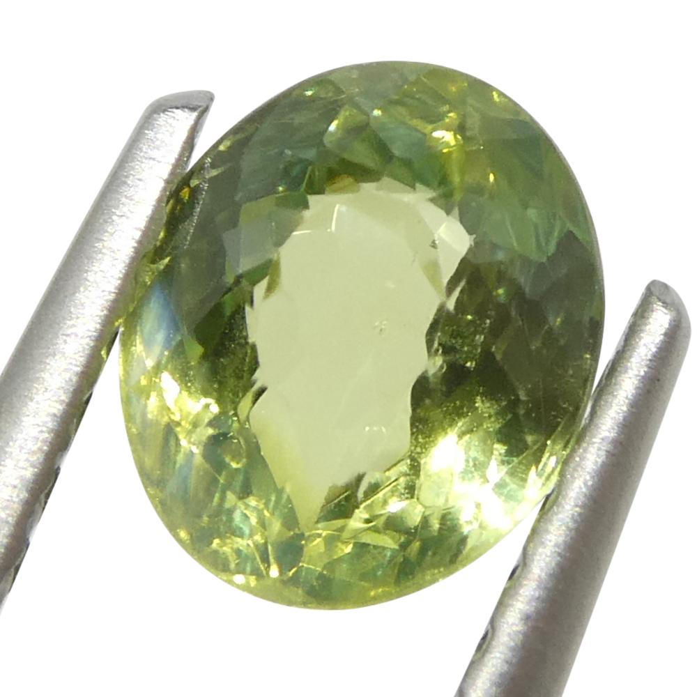 0.9ct Oval Yellowish Green to Greenish Yellow Alexandrite from Sri Lanka For Sale 4