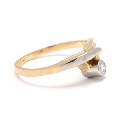 0.9ctw Diamond Twisted British Ring, 18k Yellow & White Gold, Ring Size 5