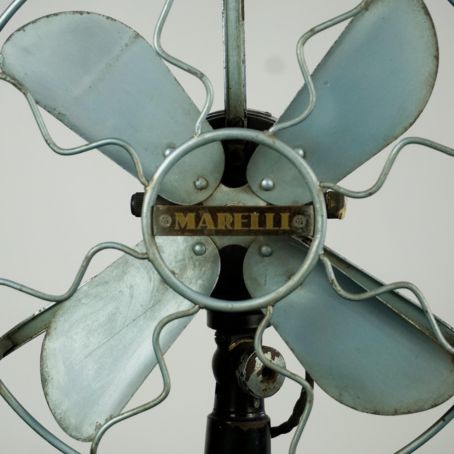 Mid-20th Century 0riginal Vintage Industrial Art Deco Table Fan by Marelli Italy