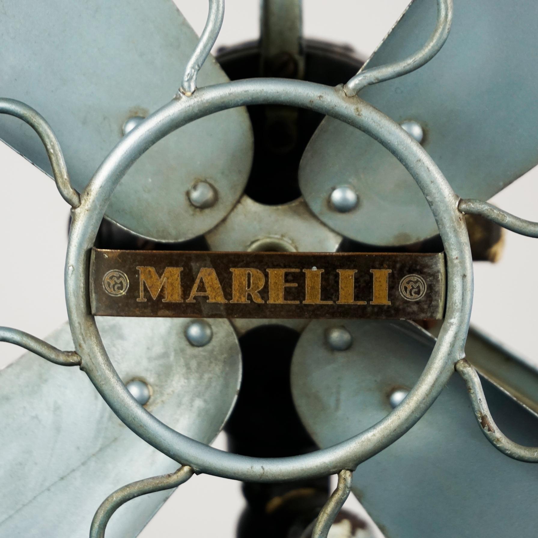 Metal 0riginal Vintage Industrial Art Deco Table Fan by Marelli Italy
