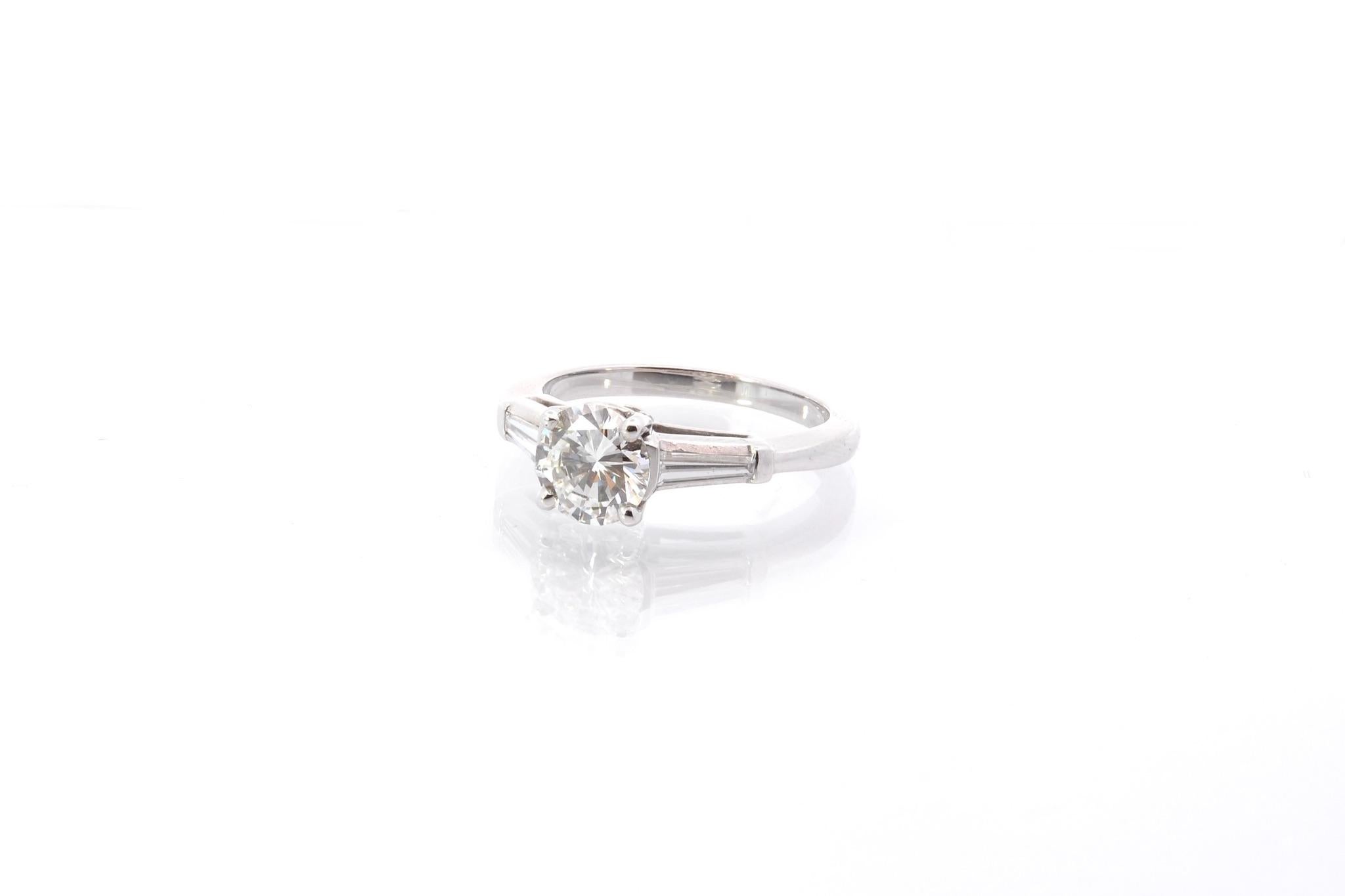 1, 05 cts G/VVS1 diamond ring in platinum In Good Condition For Sale In PARIS, FR