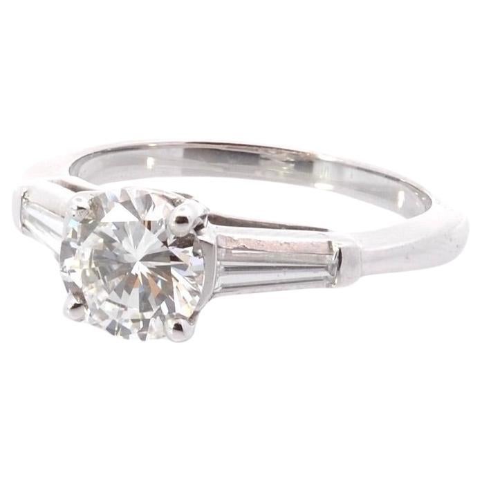 1, 05 cts G/VVS1 diamond ring in platinum For Sale