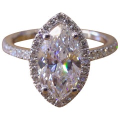 1 1/2 Carat 14 Karat White Gold Marquise Engagement Ring