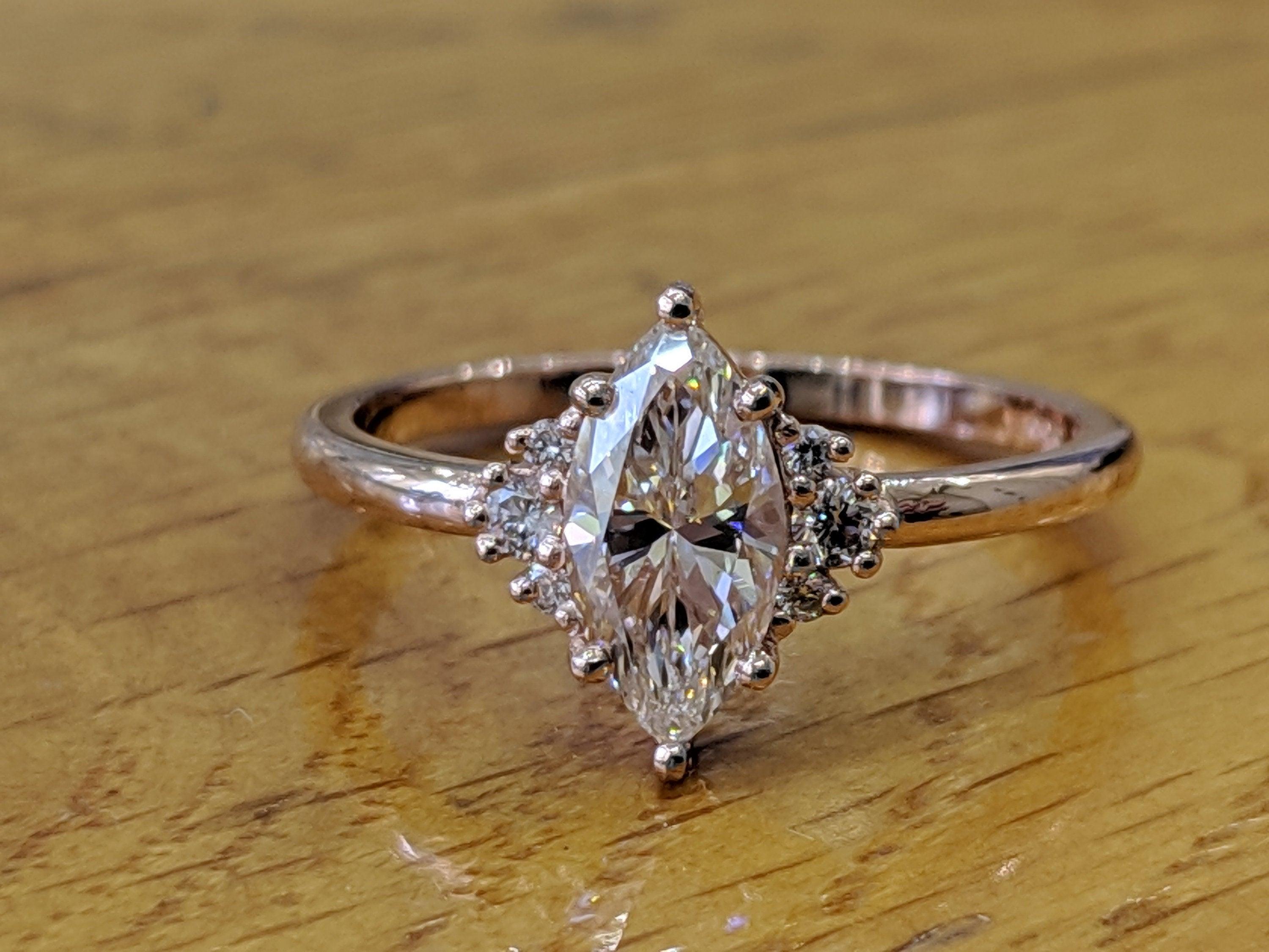 1/2 Carat Marquise Diamond Ring, Marquise Cut Engagement Ring, Marquise Engagement Ring, Victorian Engagement Ring, Victorian Diamond Ring
 
 Main Stone Name: Natural Earth Mined Diamond 
 Main Stone Weight: 0.50 ct.
 Main Stone Clarity: SI1
 Main