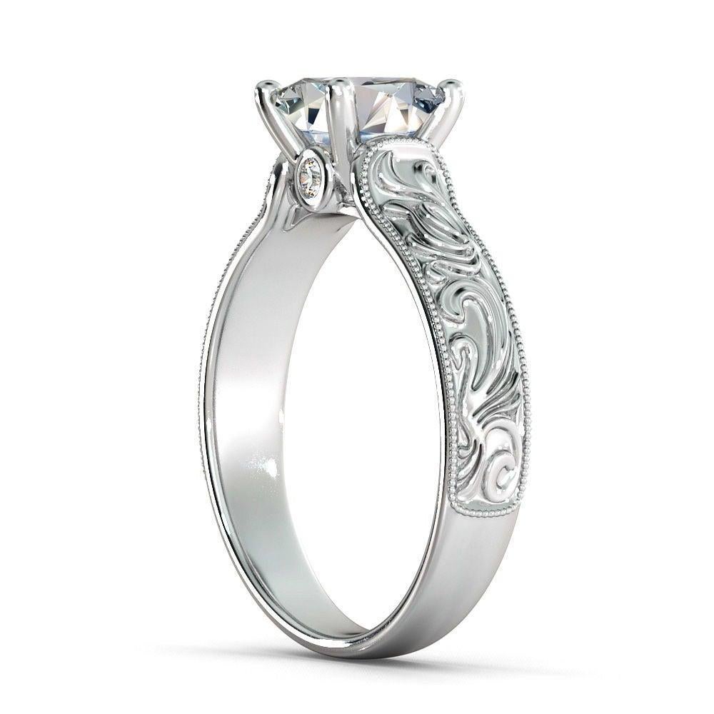 Princess Cut 1 1/2 Carat 14 Karat White Gold Princess Diamond Ring, Vintage Style Amond