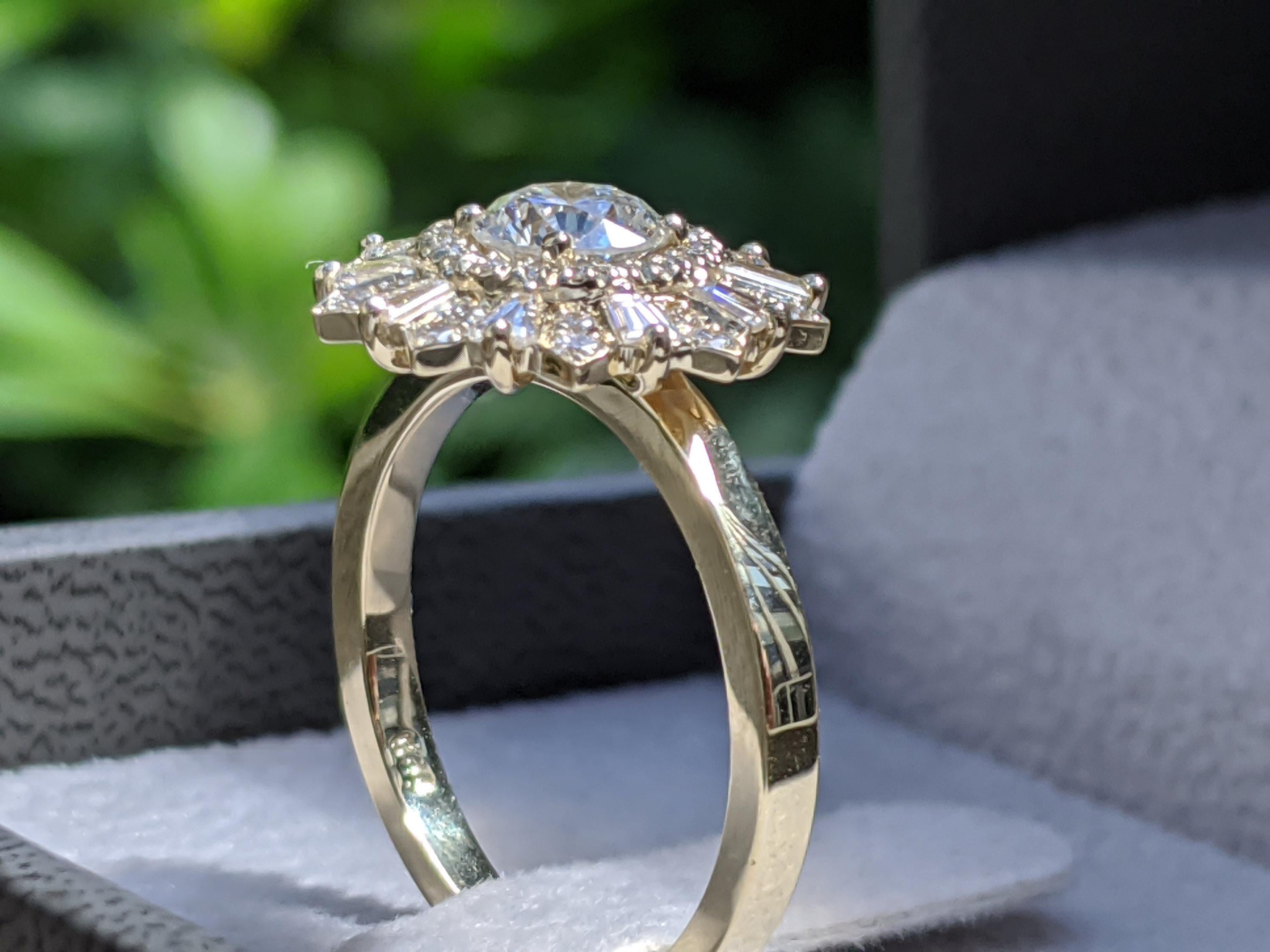 1 1/2 Carat Vintage Diamond Ring, Gatsby Halo Engagement Ring, Round Engagement Ring, Victorian Engagement Ring, Ballerina Art Deco Ring
 
 Main Stone Name: Natural Earth Mined Diamond 
 Main Stone Weight: 0.70 ct.
 Main Stone Clarity: SI1
 Main