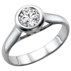 1/2 Carat Bezel Set Diamond Ring, Platinum Diamond Engagement Ring