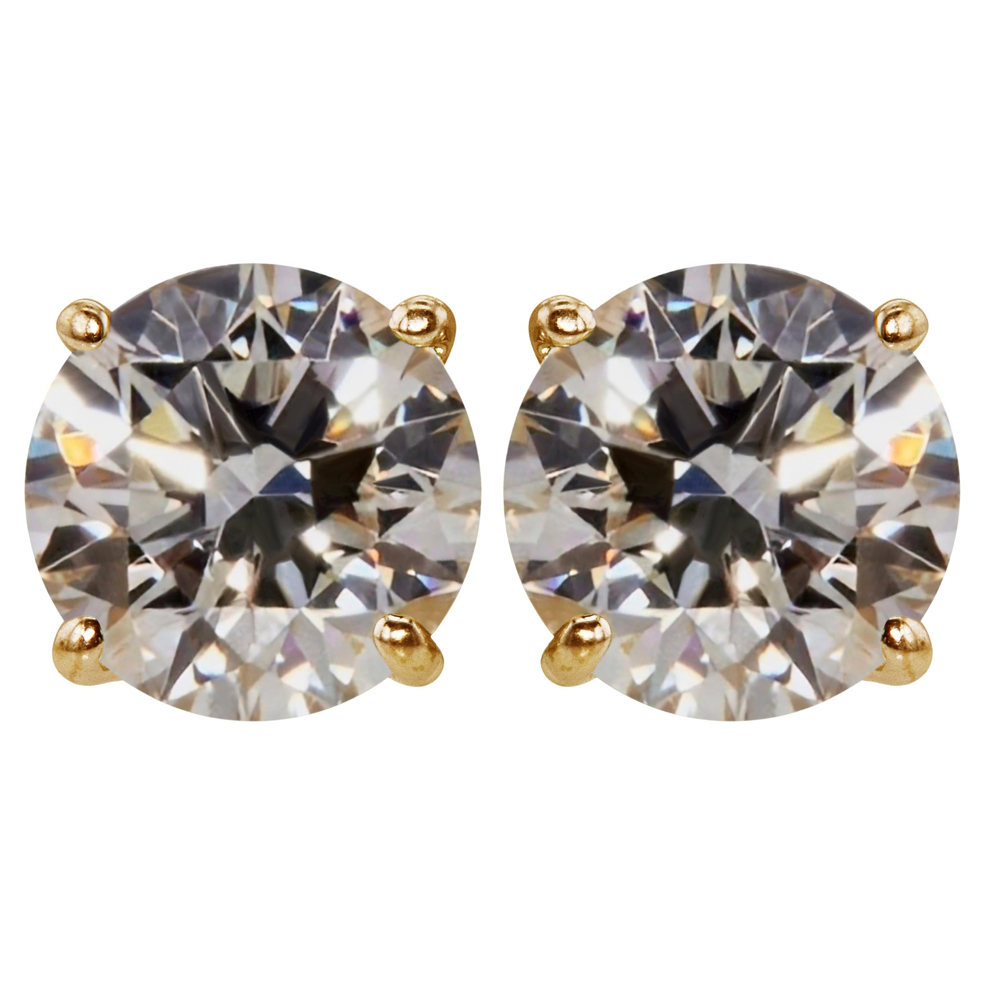 1 1/2 Carat Ct Real Natural Solitaire Diamond 2 Round Stud Earrings 14k Gold