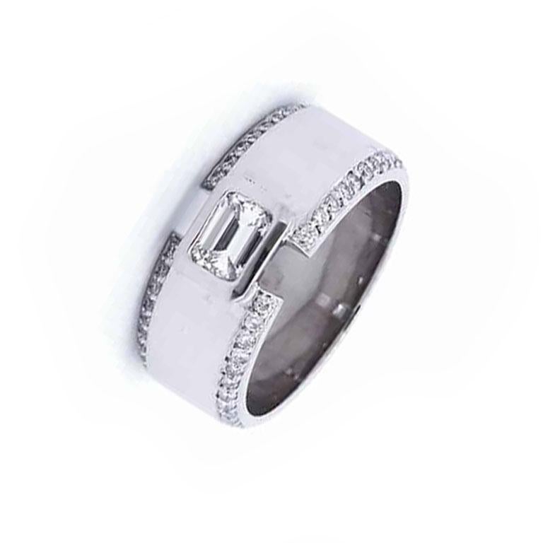 1 1/2 Carat Designer Diamond Gents Ring in 14K White Gold In New Condition For Sale In Tustin, CA