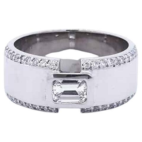 1 1/2 Carat Designer Diamond Gents Ring in 14K White Gold For Sale