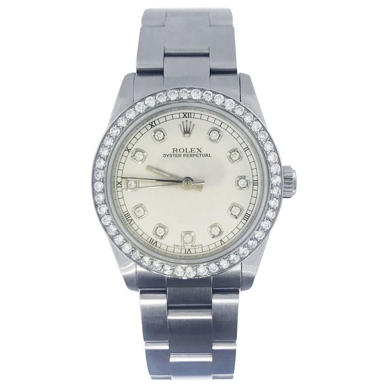 Ladies Diamond Rolex 

This stunning diamond Rolex is in fantastic condition! With a smooth polish finish the stainless steel Rolex watch looks good with all attire any day. Rolex has become one of the most common gifts to symbolize achievements. A