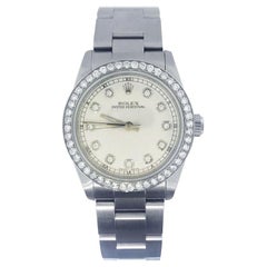 1 1/2 Carat Diamond Bezel-Rolex Oyster Perpetual Stainless Steel Ladies Watch