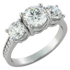 1 1/2 Carat GIA Engagement Ring, 3-Stone Round Cut Diamond Ring