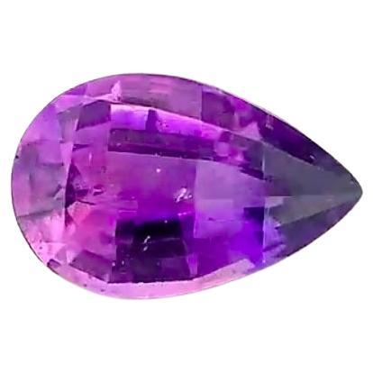 1 1/2 Carat Pear Violet Changing to Purple Sapphire GIA Unheated For Sale