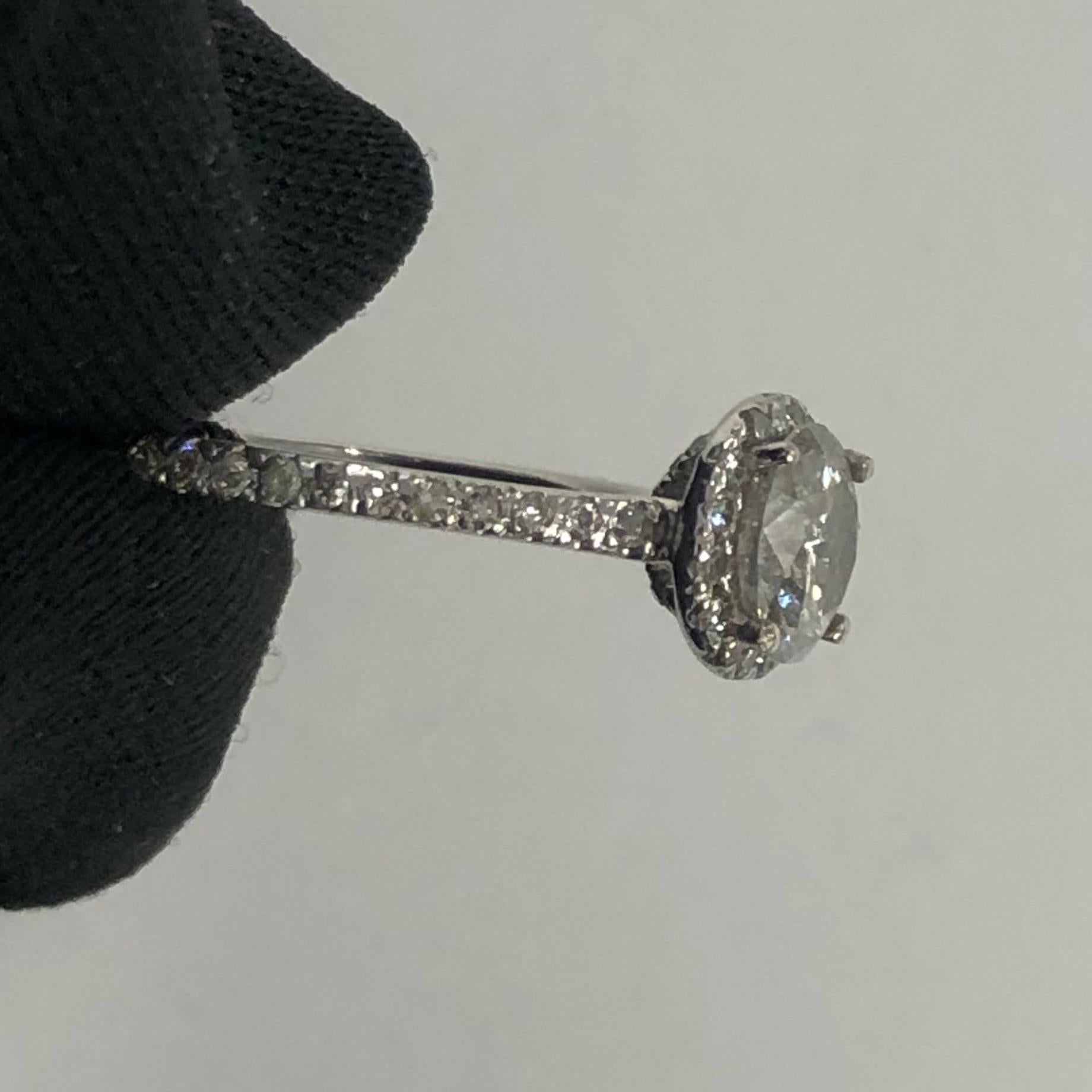 1 1/2 Ct Carat Natural Real Round Brilliant Diamond Halo Engagement Ring 14k In New Condition In New York, NY