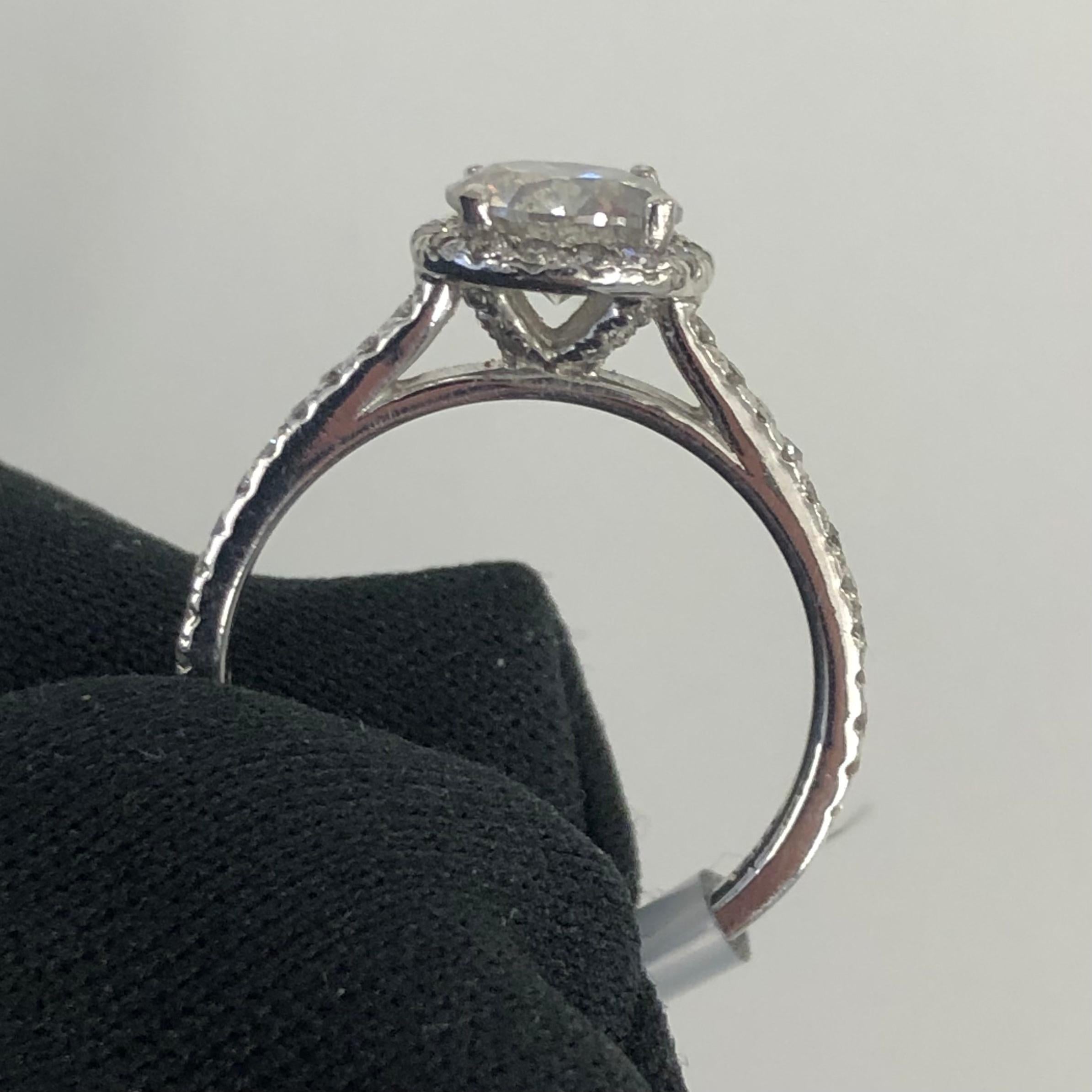 Women's 1 1/2 Ct Carat Natural Real Round Brilliant Diamond Halo Engagement Ring 14k 