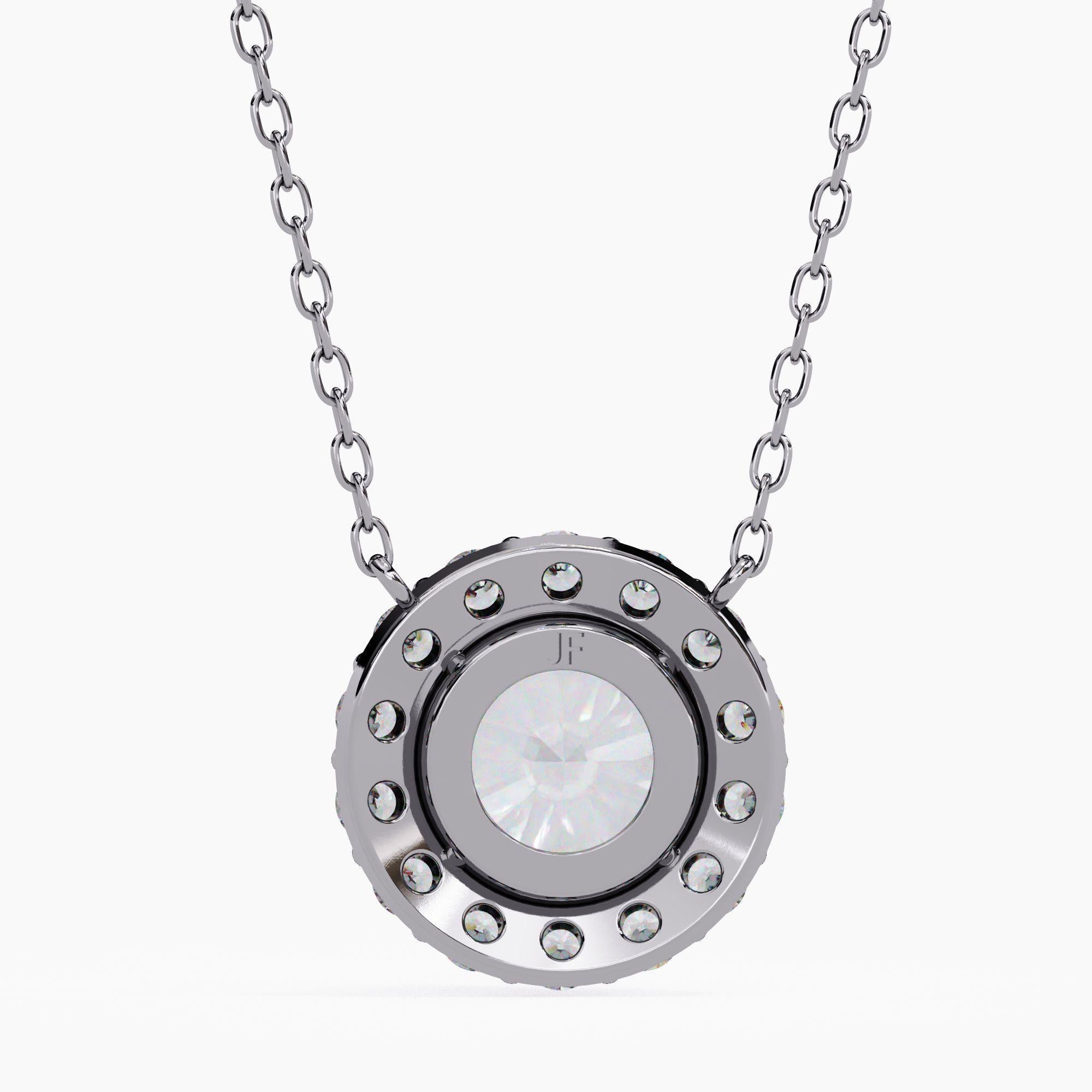 1 1/2 Ctw Halo Runde Brillant Diamant Anhänger Halskette 14K Solid Gold SI GH Damen