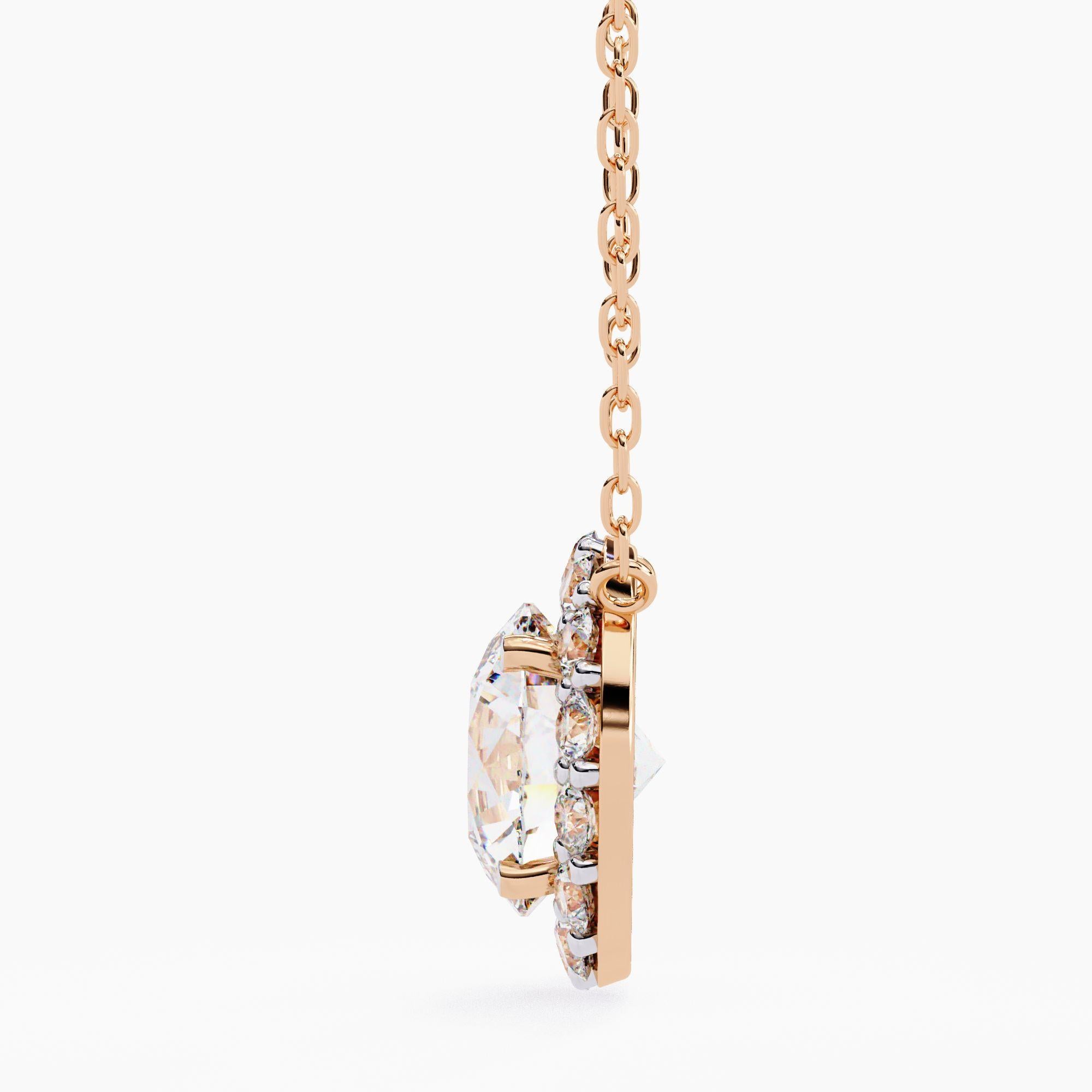 1 1/2 Ctw Halo Runde Brillant Diamant Anhänger Halskette 14K Solid Gold SI GH 1