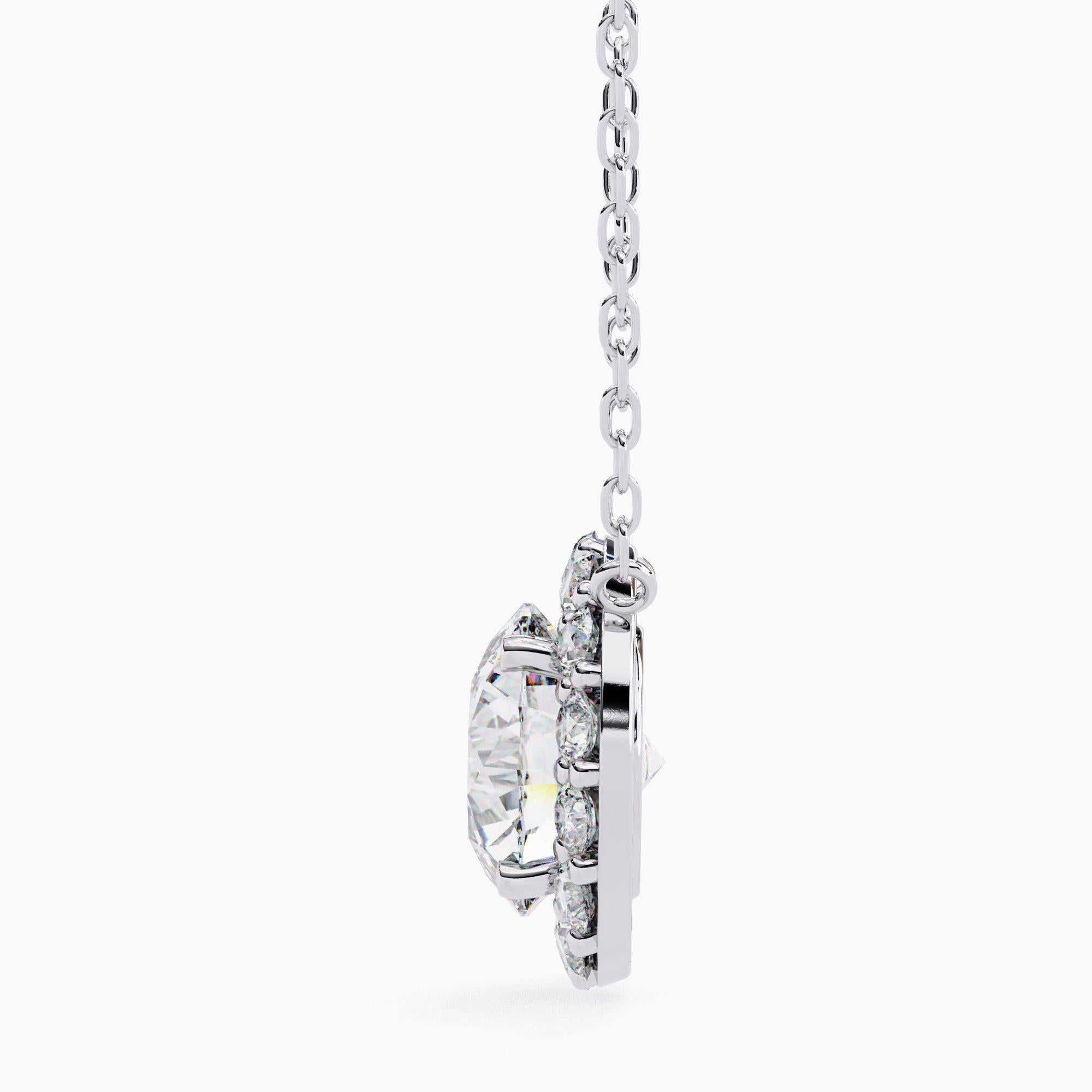 1 1/2 Ctw Halo Runde Brillant Diamant Anhänger Halskette 14K Solid Gold SI GH 2