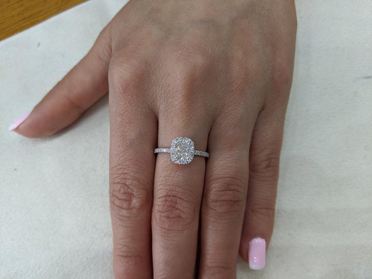1 1 3 Carat 14 Karat White Gold Elongated Cushion Diamond Engagement Ring For Sale At 1stdibs