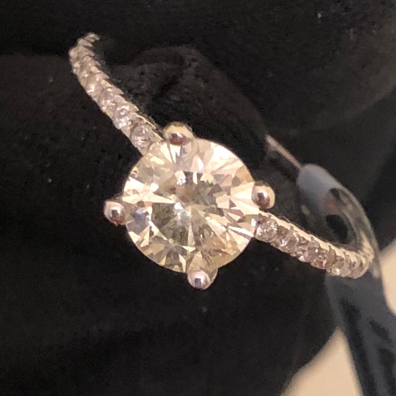 1 1/3 Ct Natural Real Round Solitaire Diamond Halo Engagement Ring 14k Gold In New Condition For Sale In New York, NY