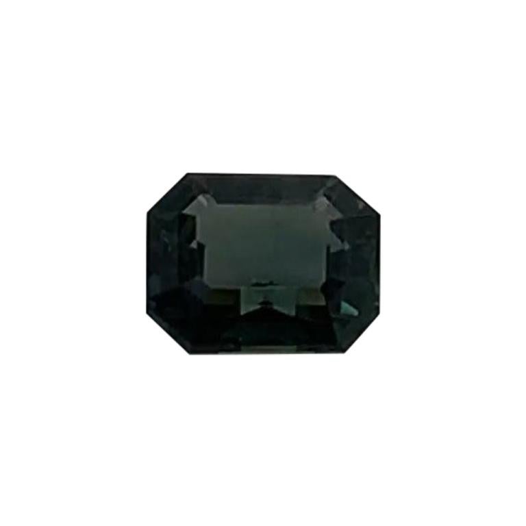 1 1/3 Carat Emerald Shape Teal Sapphire GIA Unheated For Sale