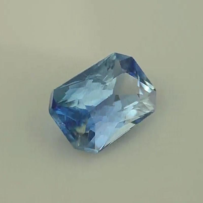 Octagon Cut 1 1/3 Carat Octagonal Blue Sapphire GIA For Sale