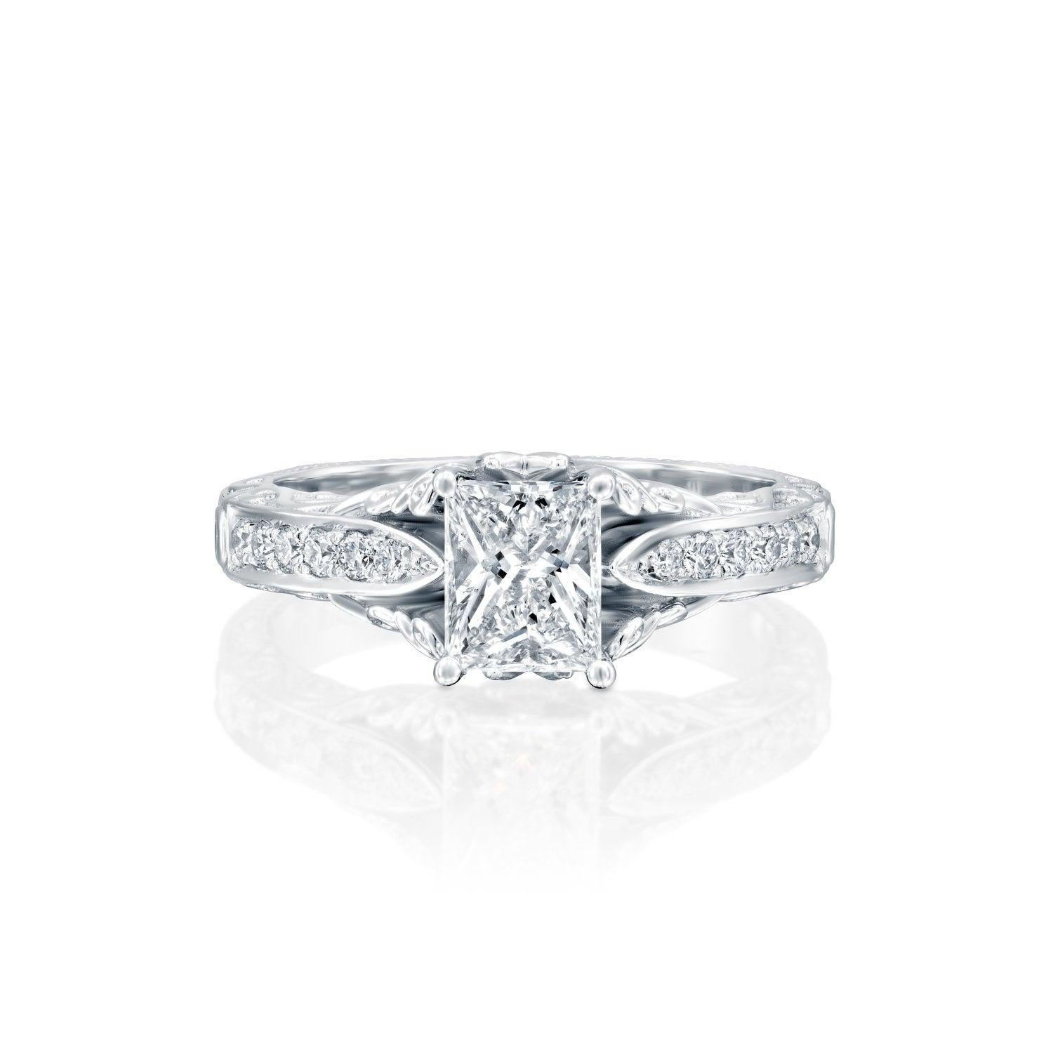 1 1/3 Carat Platinum Radiant Diamond Engagement Ring, Radiant Diamond Promise Ring, Real Large Diamond Ring, Platinum Diamond Ring GIA Diamond Platinum Ring
 
 Main Stone Name: GIA Certified Diamond
 Main Stone Weight: 1.00 ct.
 Main Stone Clarity: