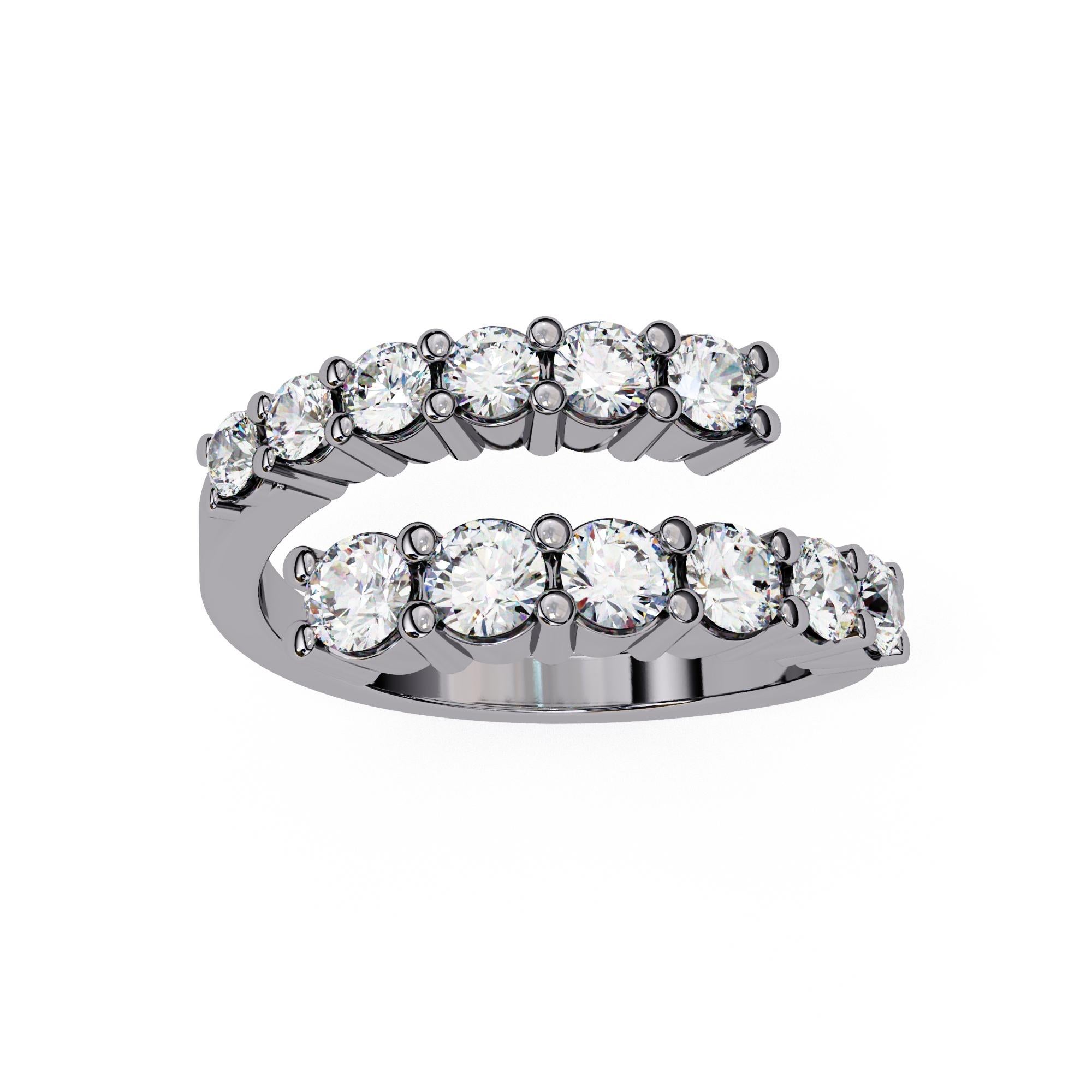 1 1/3 Ctw, anello con diamante rotondo graduato, oro massiccio 14K, SI GH in vendita 6
