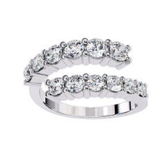 1 1/3 Ctw, Graduated Round Diamond Wrap Ring, 14K Solid Gold, SI GH