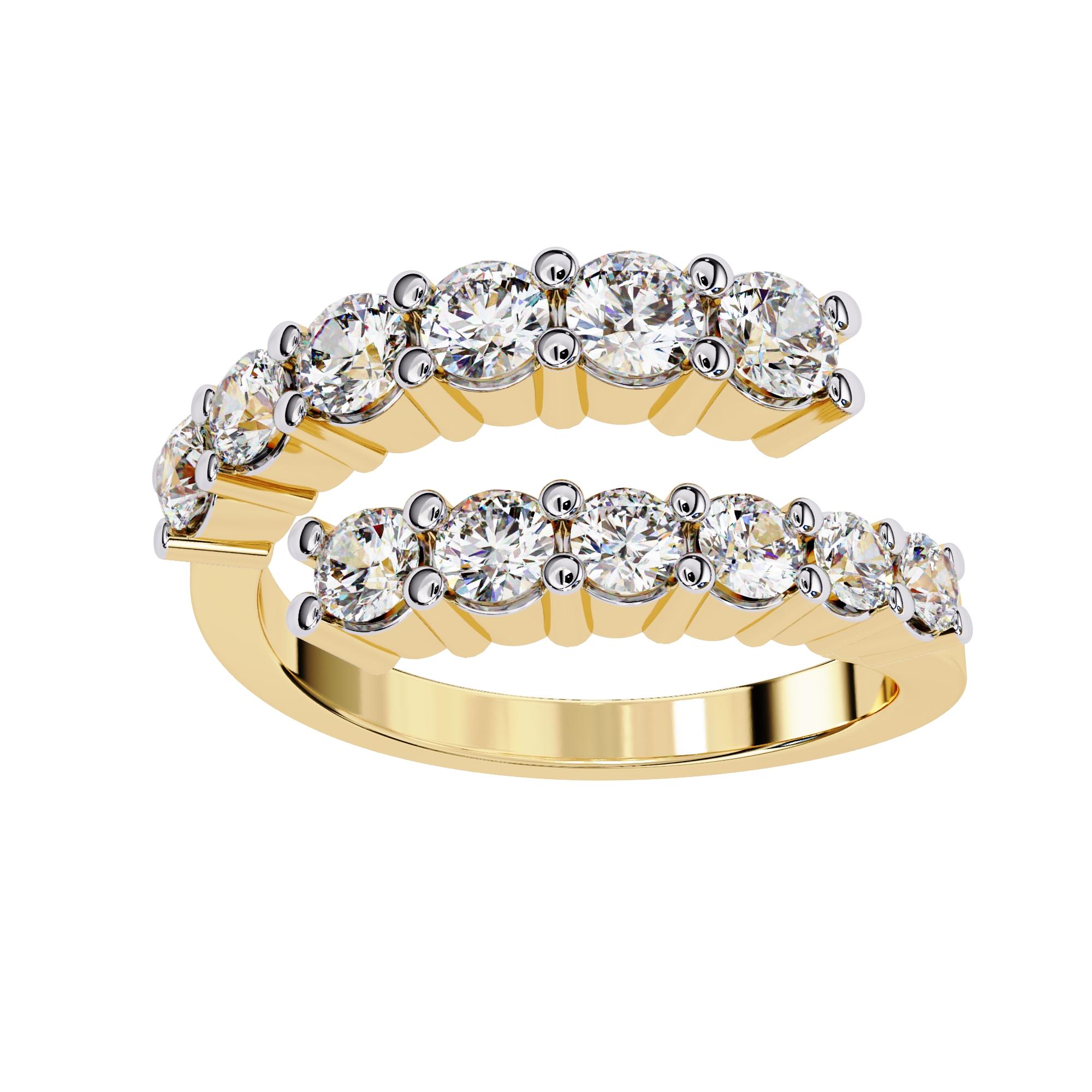 Bague enveloppante à diamants ronds gradués de 1 1/3 carat, or massif 14 carats, SI GH Pour femmes en vente