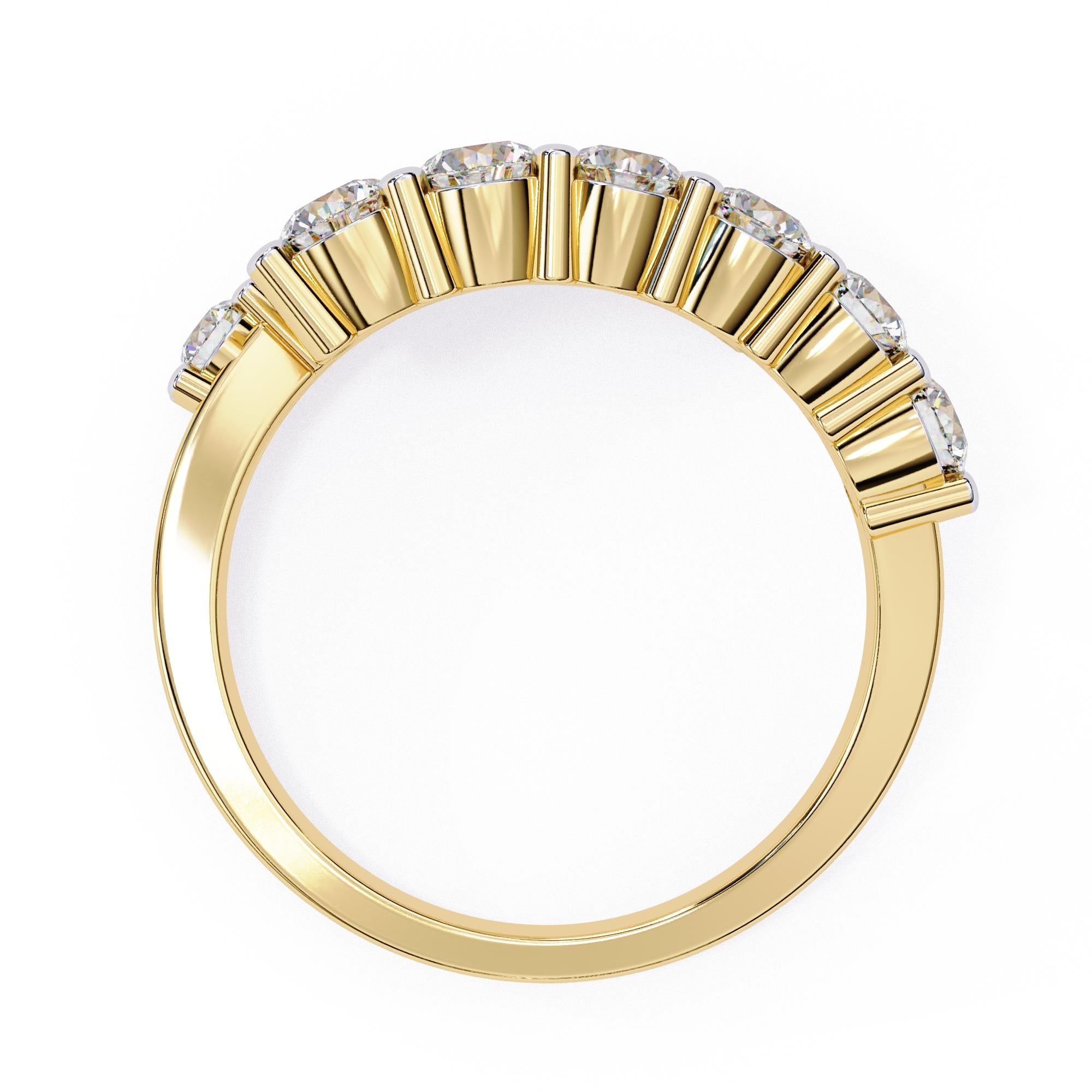1 1/3 Ctw, anello con diamante rotondo graduato, oro massiccio 14K, SI GH in vendita 1