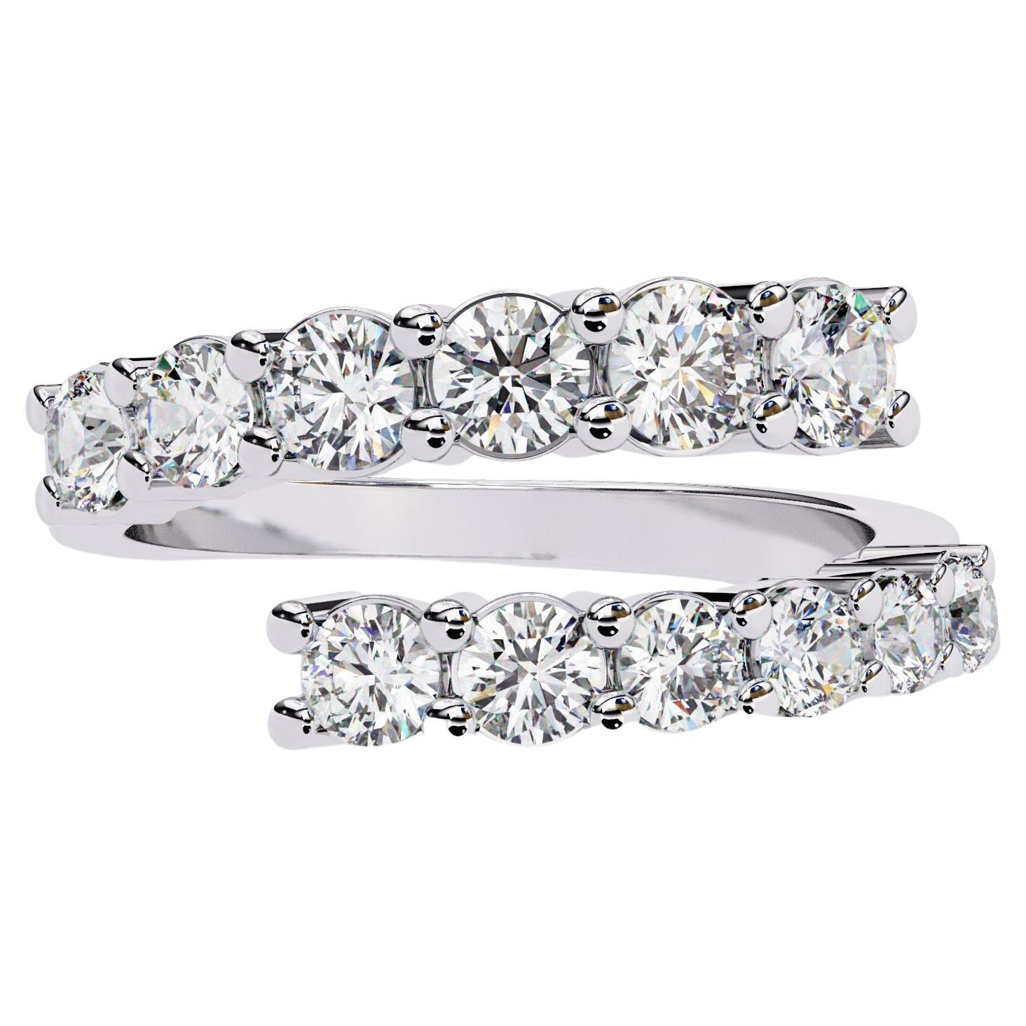 Bague enveloppante à diamants ronds gradués de 1 1/3 carat, or massif 14 carats, SI GH en vente
