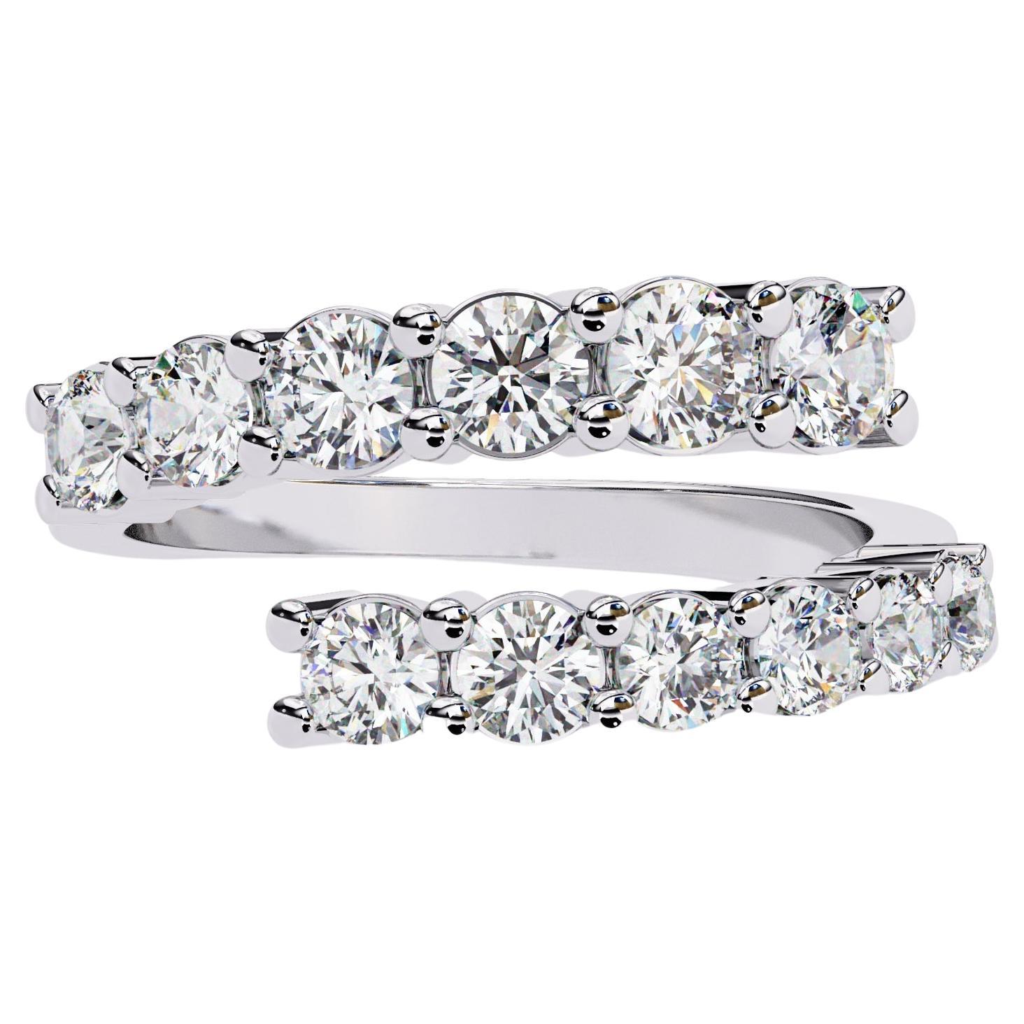 1 1/3 Ctw, Graduated Round Diamond Wrap Ring, 14K Solid Gold, SI GH