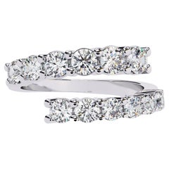 1 1/3 Ctw, Graduated Round Diamond Wrap Ring, 14K Solid Gold, SI GH
