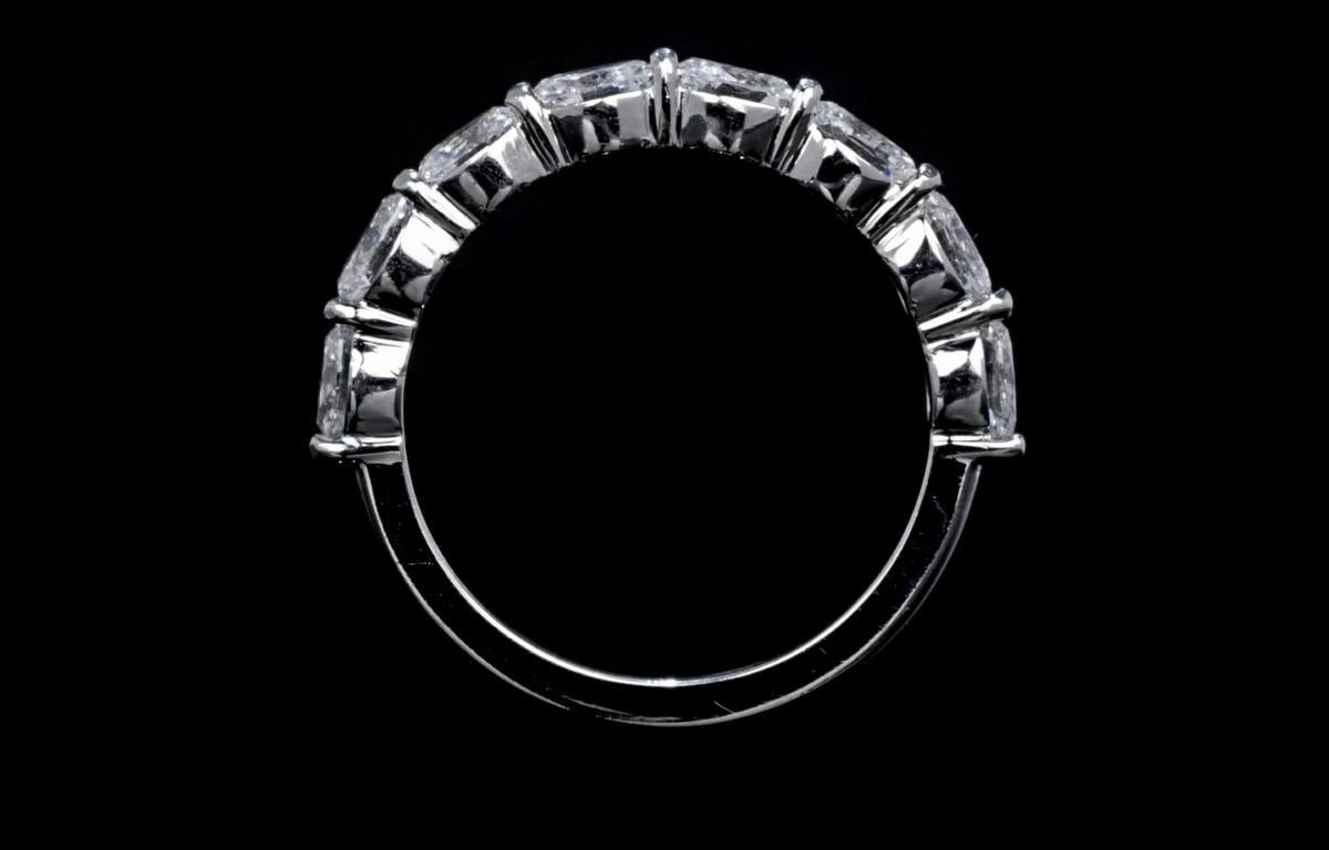 Women's 1 1/3 CTW. Oval Cut Diamond Half Eternity Band in Platinum For Sale