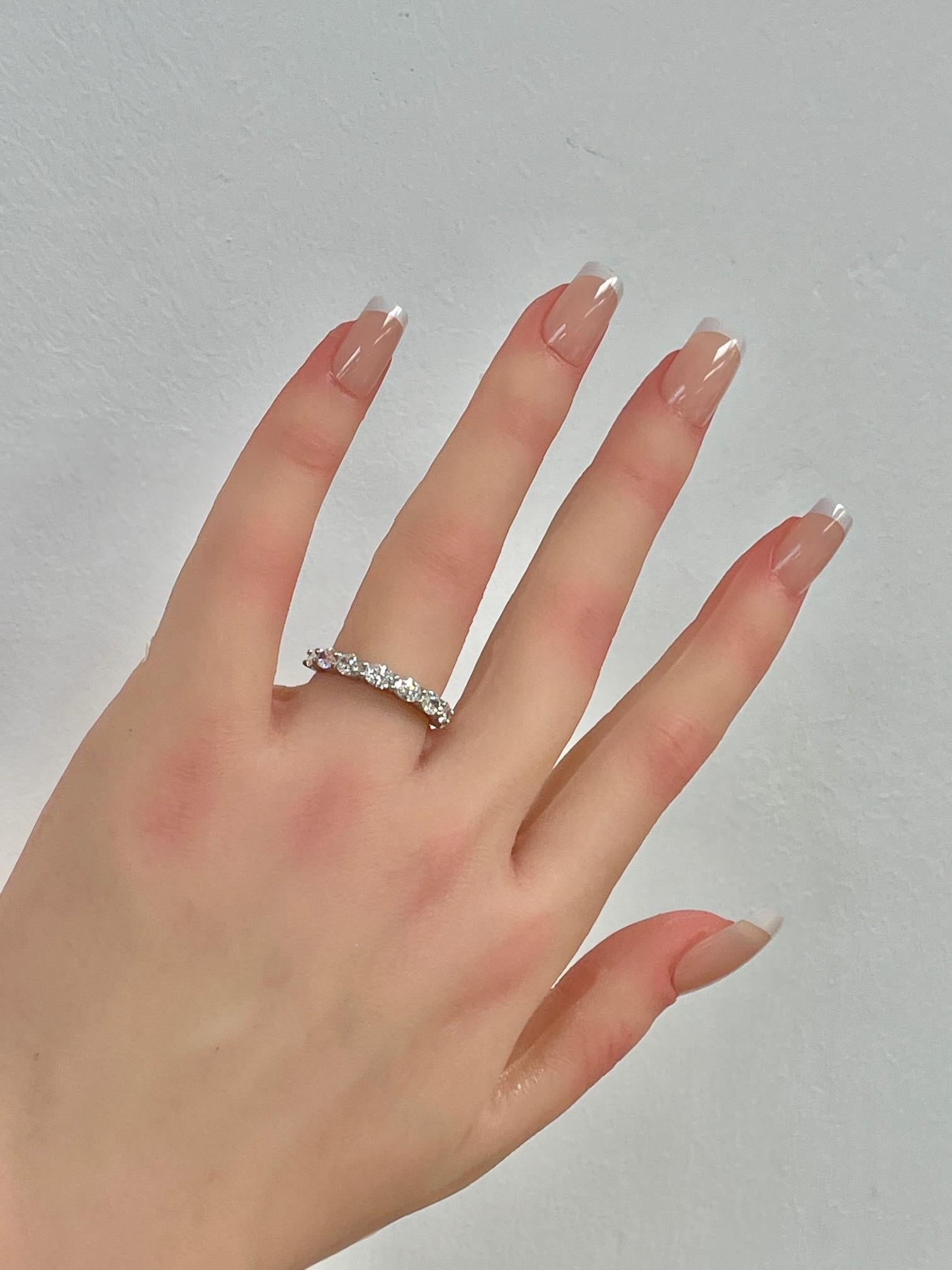 1 1/3 CTW. Oval Cut Diamond Half Eternity Band in Platinum For Sale 1